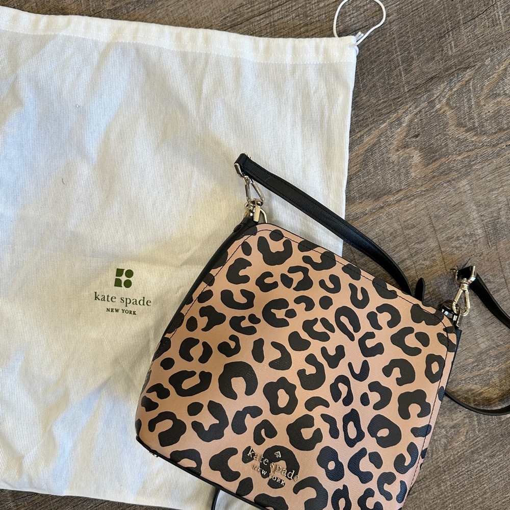 Kate Spade Tan and Black Animal Print Crossbody Bag